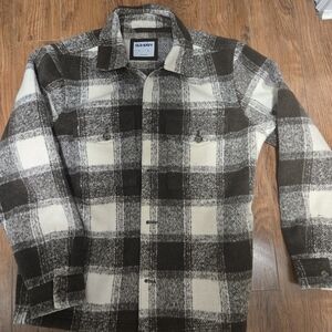 Old Navy Men's Brown and Cream Checkered Jacket
